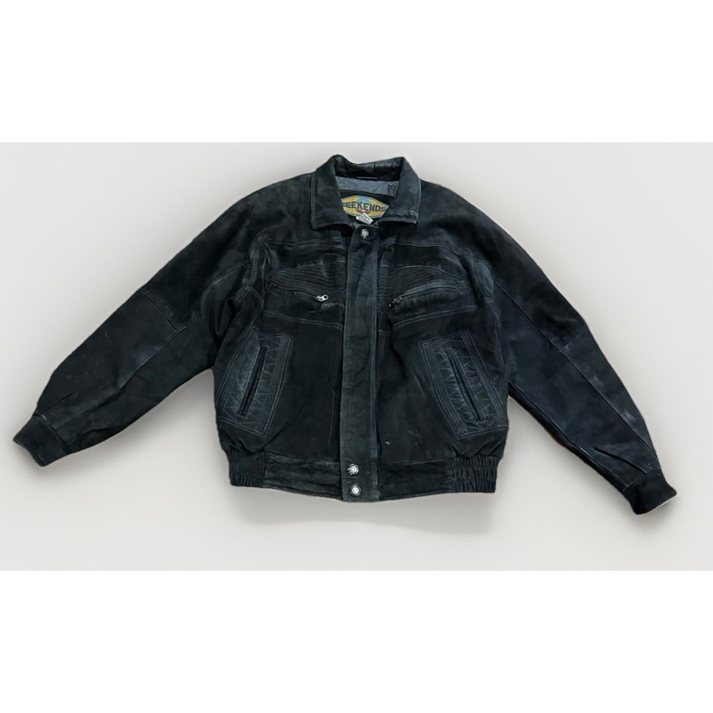 Vintage Weekends Suede Leather Moto Jacket L Western Rodeo Riding Bomber RRL